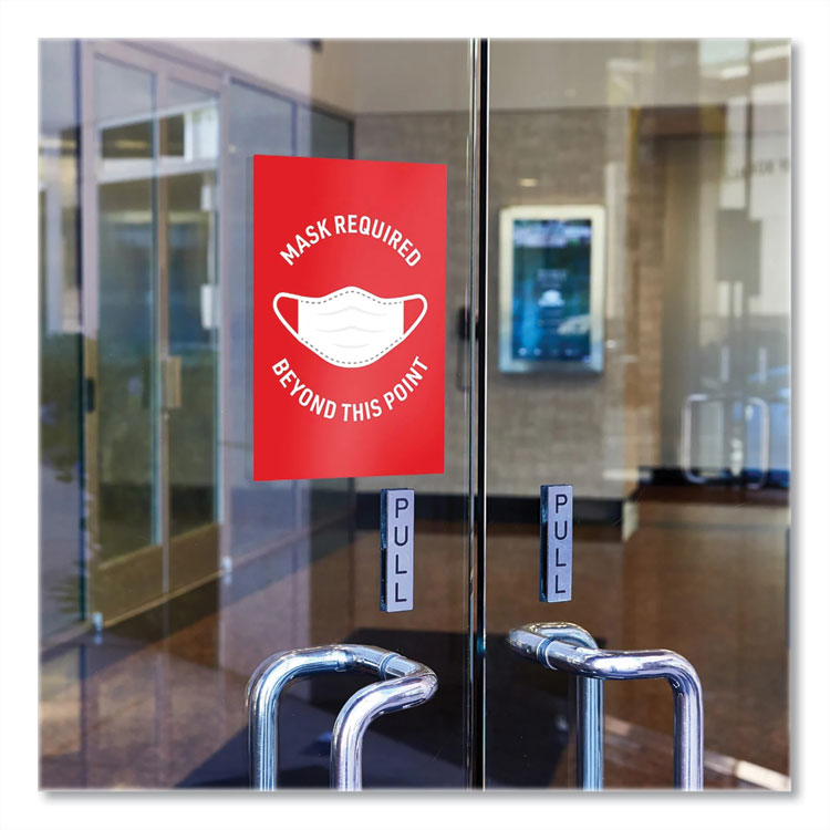 Avery® Preprinted Surface Safe Wall Decals, 7 x 10, Mask Required Beyond This Point, Red Face, White Graphics, 5/Pack (AVE83177) Pack of 5