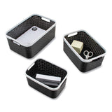 Advantus Open Lid Storage Bin, Assorted Sizes, Black/White, 3/Pack (AVT39220) Pack of 3