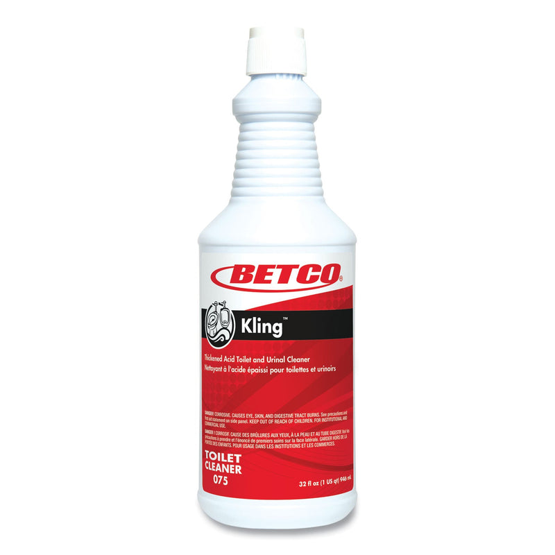 Betco® Kling Toilet Bowl Cleaner, Mint-Wintergreen Scent, 32 oz Bottle, 12/Carton (BET0751200)