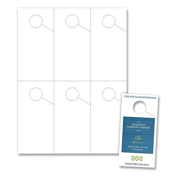 Blanks/USA® Micro-Perforated Parking Pass, 110 lb Index Weight, 8.25 x 11, White, 6 Passes/Sheet, 50 Sheets/Pack (BLA06057SWH) Each