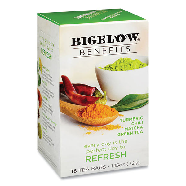 Bigelow® Benefits Turmeric Chili Matcha Green Tea, 0.6 oz Tea Bag, 18/Box (BTC826)