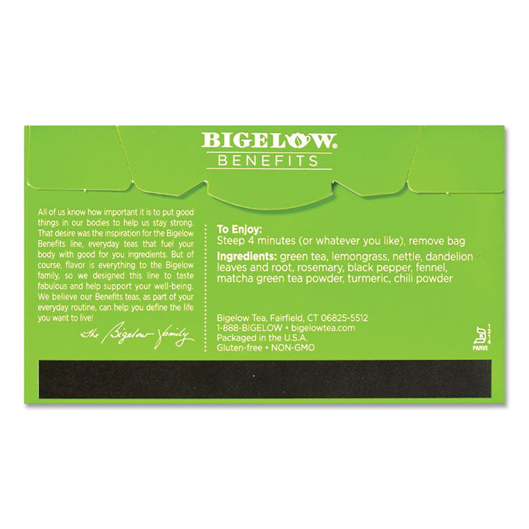 Bigelow® Benefits Turmeric Chili Matcha Green Tea, 0.6 oz Tea Bag, 18/Box (BTC826)