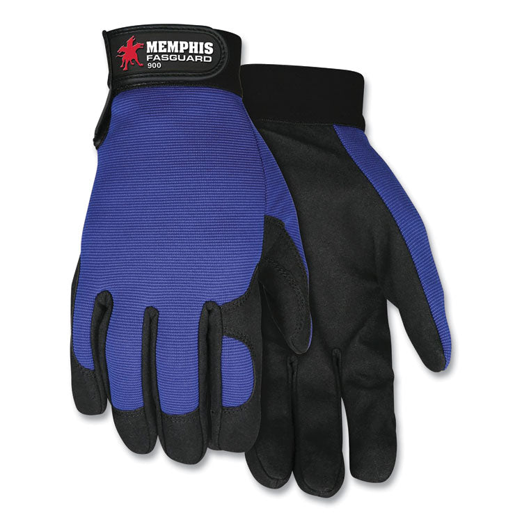 MCR™ Safety Clarino Synthetic Leather Palm Mechanics Gloves, Blue/Black, X-Large (CRW900XL) 1 Pair