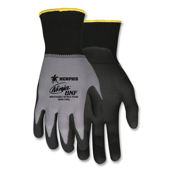 MCR™ Safety Ninja Nitrile Coating Nylon/Spandex Gloves, Black/Gray, X-Large, Dozen (CRWN96790XL) 1 Dozen