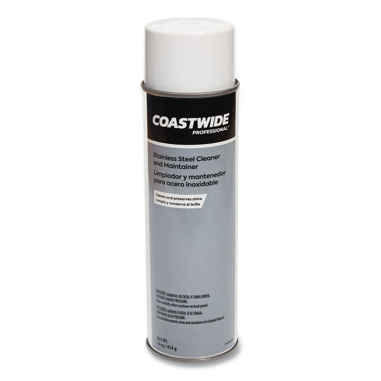 Coastwide Professional™ Stainless Steel Cleaner and Maintainer, Fresh and Clean, 16 oz Aerosol Spray, 6/Carton (CWZ58498A50877)