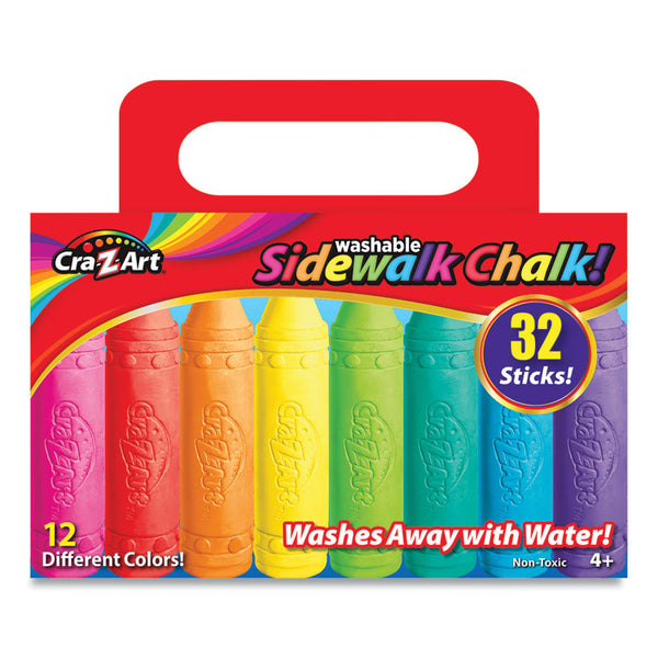 Cra-Z-Art® Washable Sidewalk Chalk, 12 Assorted Colors, 32 Sticks/Box (CZA108176) Box of 32