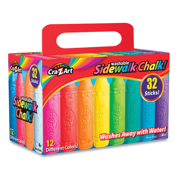 Cra-Z-Art® Washable Sidewalk Chalk, 12 Assorted Colors, 32 Sticks/Box (CZA108176) Box of 32