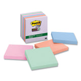 Post-it® Notes Super Sticky Recycled Notes in Wanderlust Pastels Collection Colors, 3" x 3", 65 Sheets/Pad, 6 Pads/Pack (MMM70005132637) Pack of 6