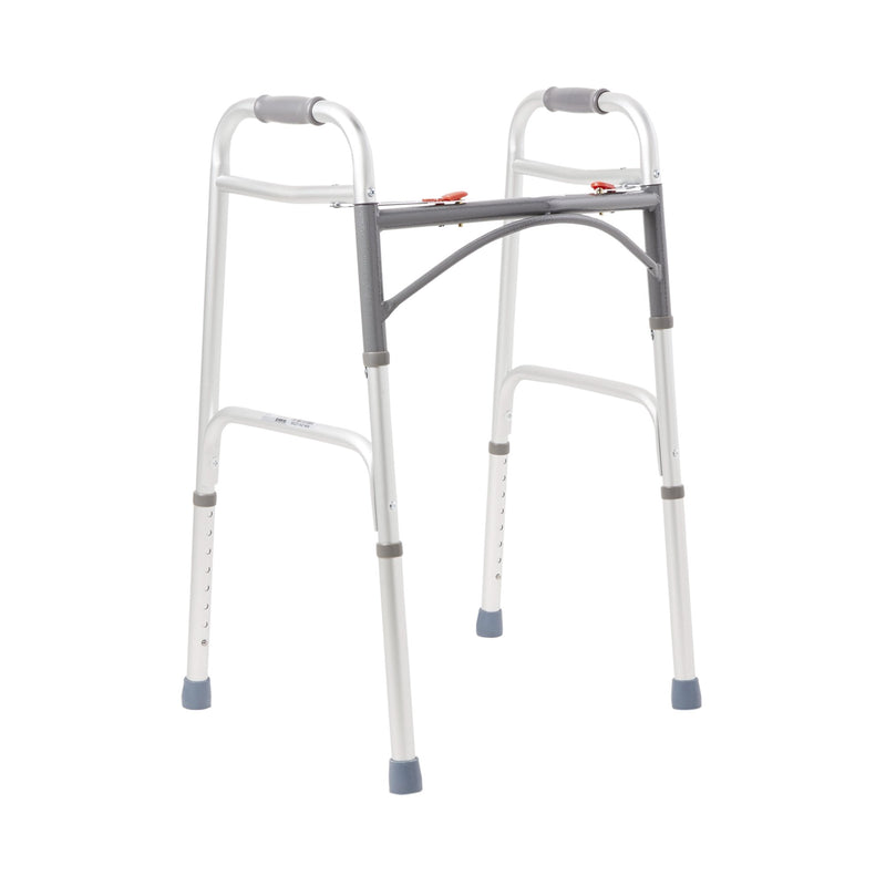 McKesson Dual Release Folding Walker Adjustable Height Aluminum Frame 350 lbs. Weight Capacity 32 to 39 Inch Height (1088076_CS) 1/CS