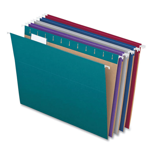 Pendaflex® Recycled Hanging File Folders, Letter Size, 1/5-Cut Tabs, Assorted Colors, 25/Box (PFX81667) Box of 25