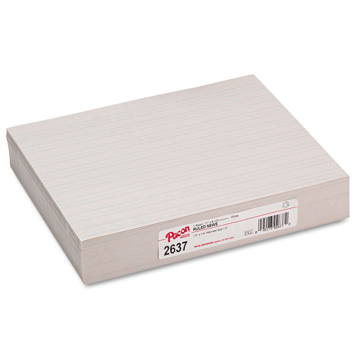 Two Line Ruling Page Pacon® PAC2637 Skip-A-Line Ruled Newsprint Paper, 1/2