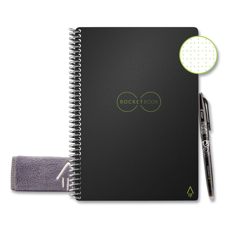 Rocketbook Core Smart Notebook, Dotted Rule, Black Cover, (18) 8.8 x 6 Sheets (RKBERCAFR) Each