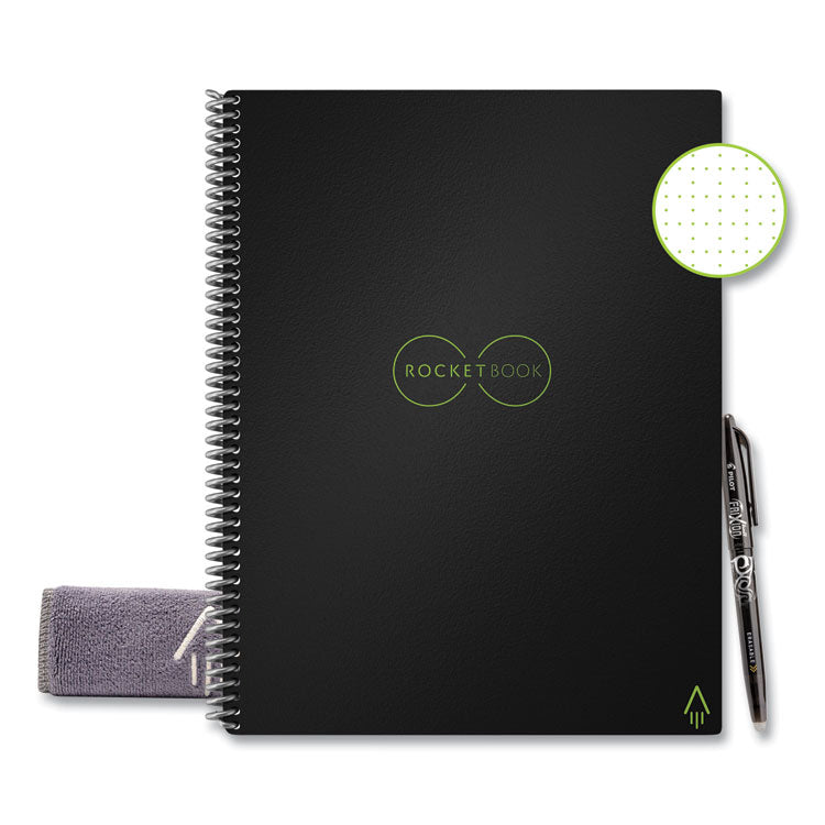 Rocketbook Core Smart Notebook, Dotted Rule, Black Cover, (16) 11 x 8.5 Sheets (RKBLRCAFR) Each