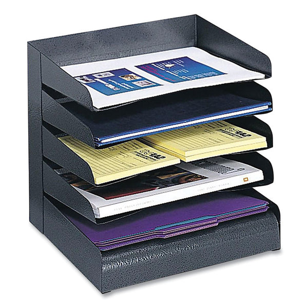 Safco® Steel Horizontal-Tray Desktop Sorter, 5 Sections, Letter Size Files, 12" x 9.5" x 11.25", Black, Ships in 1-3 Business Days (SAF3127BL) Each