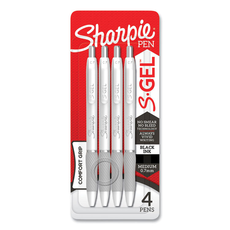 Sharpie S-Gel Fashion Barrel Gel Pen, Retractable, Medium 0.7 mm, Black Ink, Pearl White Barrel, 4/Pack (SAN2126207) Each