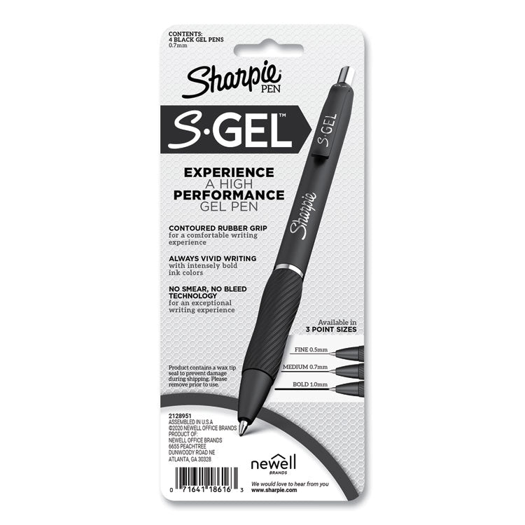 Sharpie S-Gel Fashion Barrel Gel Pen, Retractable, Medium 0.7 mm, Black Ink, Pearl White Barrel, 4/Pack (SAN2126207) Each