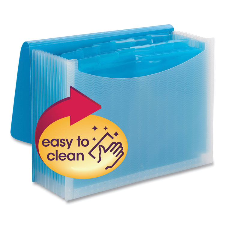 Smead™ Poly Expanding Folders, 12 Sections, Cord/Hook Closure, 1/6-Cut Tabs, Letter Size, Teal/Clear (SMD70869)