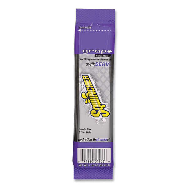 Sqwincher® Thirst Quencher QwikServ Electrolyte Replacement Drink Mix, Grape, 1.26 oz Packet, 8/Pack (SQW060904GR)