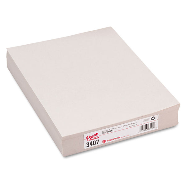 Pacon White Newsprint, 30lb, 9 x 12, White, 500/Pack (PAC3407)