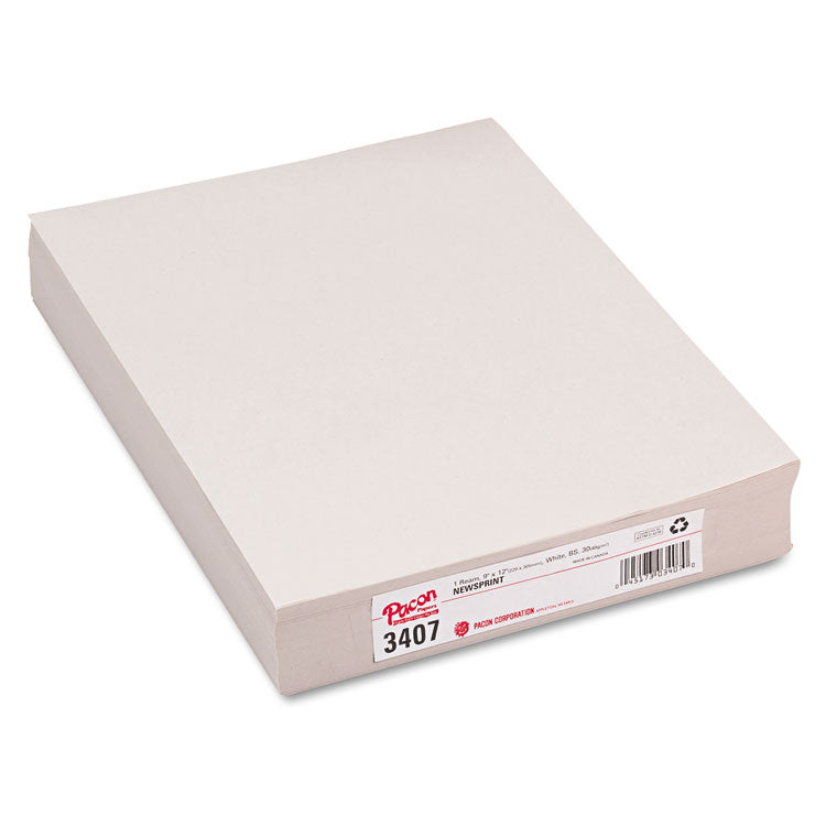 Pacon White Newsprint, 30lb, 9 x 12, White, 500/Pack (PAC3407) Pack of 500