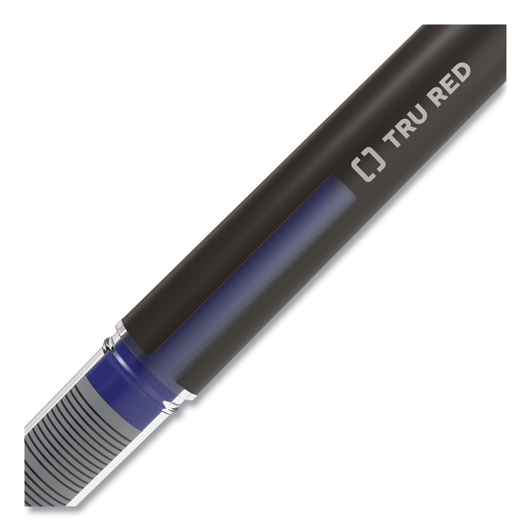 TRU RED™ Roller Ball Pen, Stick, Fine 0.5 mm, Blue Ink, Black/Blue/Clear Barrel, 3/Pack (TUD57320) Each