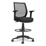 Union & Scale™ Essentials Mesh Back Fabric Drafting Stool with Arms, Supports Up to 275 lb, Black Seat/Back, Black Base (UOS59384) Each