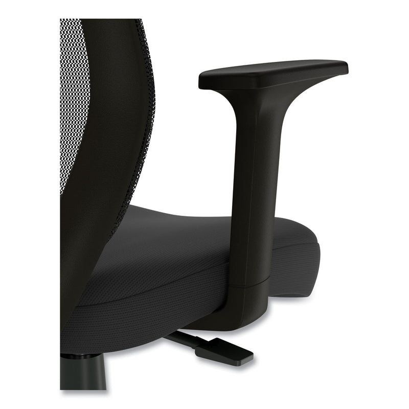 Union & Scale™ Essentials Mesh Back Fabric Drafting Stool with Arms, Supports Up to 275 lb, Black Seat/Back, Black Base (UOS59384) Each
