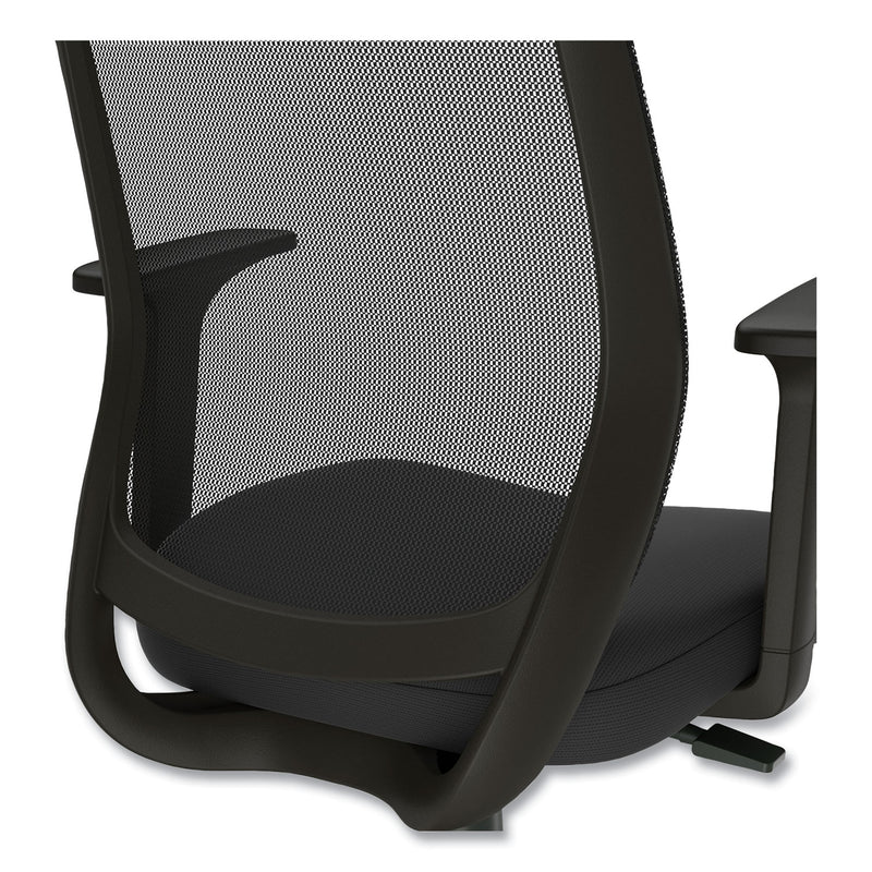 Union & Scale™ Essentials Mesh Back Fabric Drafting Stool with Arms, Supports Up to 275 lb, Black Seat/Back, Black Base (UOS59384) Each