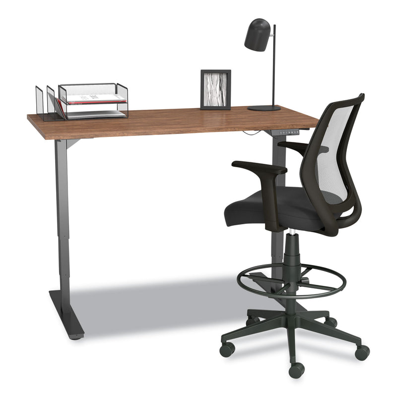 Union & Scale™ Essentials Mesh Back Fabric Drafting Stool with Arms, Supports Up to 275 lb, Black Seat/Back, Black Base (UOS59384) Each