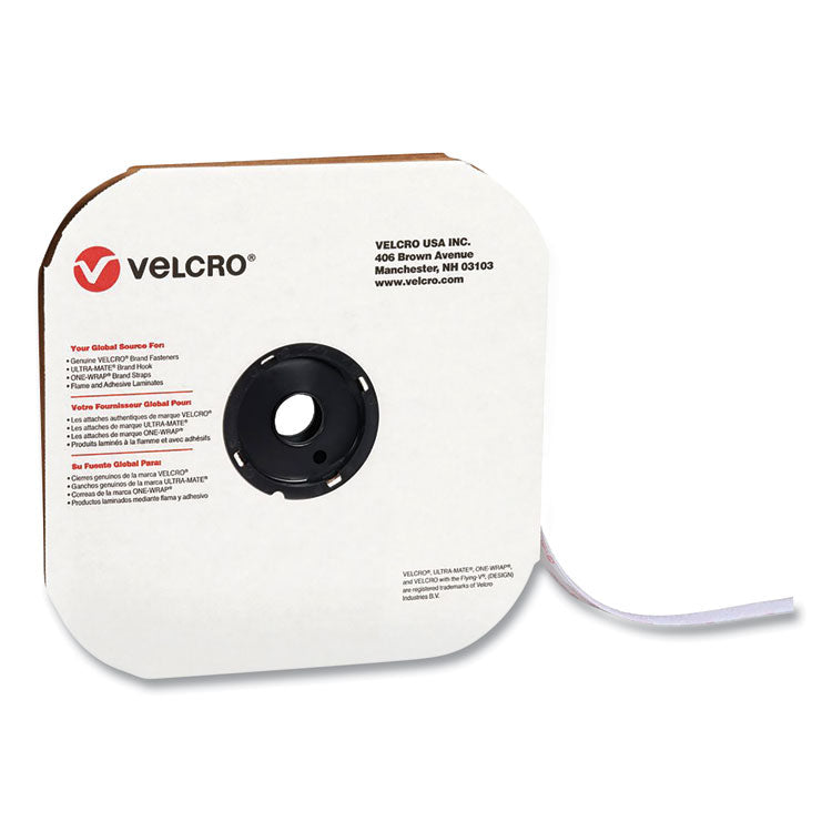 VELCRO® Brand Sticky-Back Fasteners, Loop Side, 0.63" x 75 ft, White (VEK190821) Each