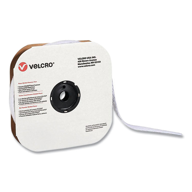 VELCRO® Brand Sticky-Back Fasteners, Loop Side, 1" x 75 ft, White (VEK190959) Each