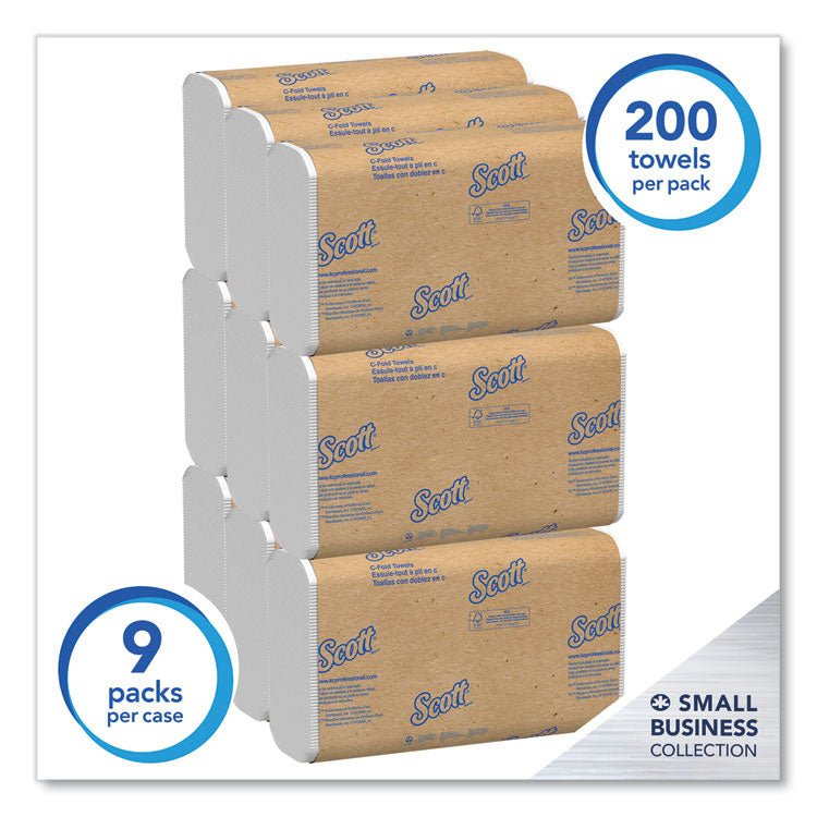 Scott® Essential C-Fold Towels for Business, Convenience Pack, 1-Ply, 10.13 x 13.15, White, 200/Pack, 9 Packs/Carton (KCC03623) Case of 1800