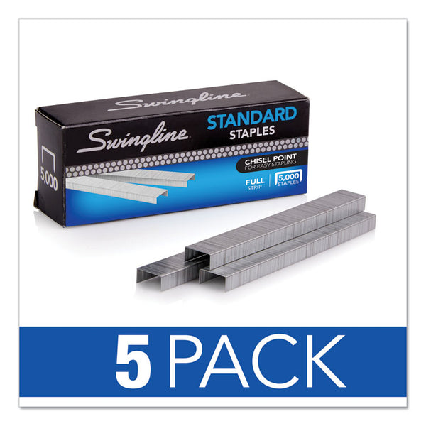 Swingline® S.F. 1 Standard Staples, 0.25" Leg, 0.5" Crown, Steel, 5,000/Pack, 5 Packs/Box (SWIS7035101S)