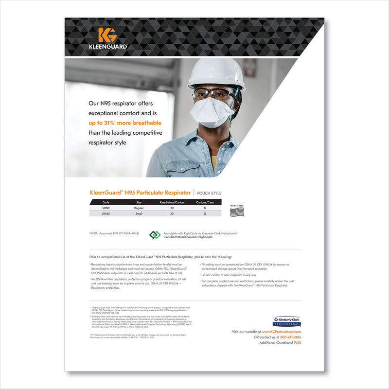 KleenGuard™ N95 Respirator, Regular Size, 20/Box (ANS53899) Each