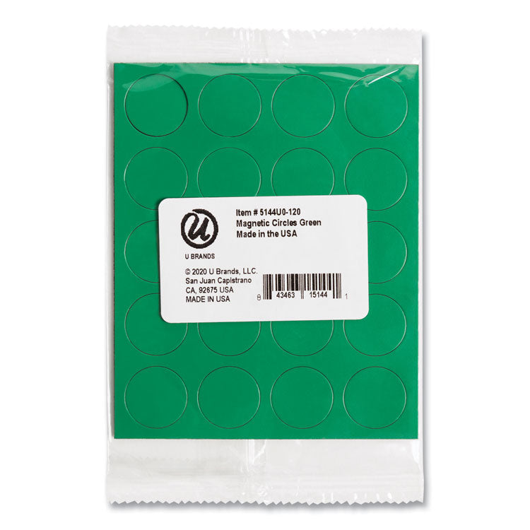 U Brands Heavy-Duty Board Magnets, Circles, Green, 0.75" Diameter, 20/Pack (UBRFM1602) Pack of 20
