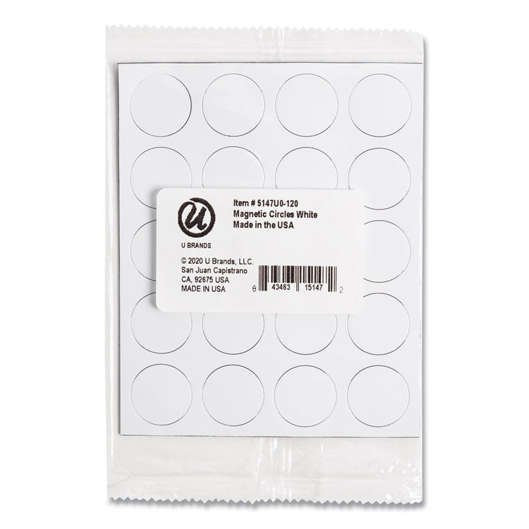 U Brands Heavy-Duty Board Magnets, Circles, White, 0.75" Diameter, 20/Pack (UBRFM1618) Pack of 20