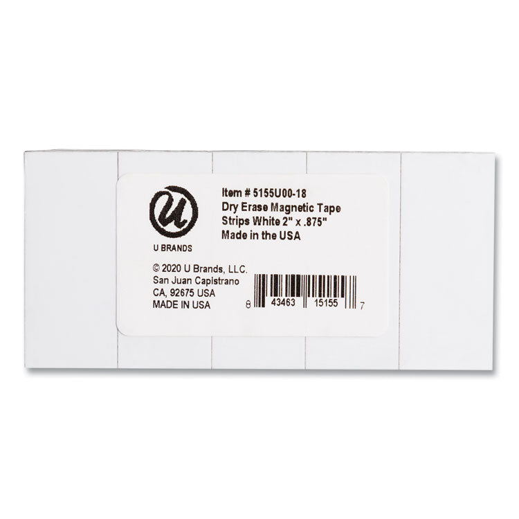 U Brands Dry Erase Magnetic Tape Strips, 2" x 0.88", White, 25/Pack (UBRFM2418) Pack of 25