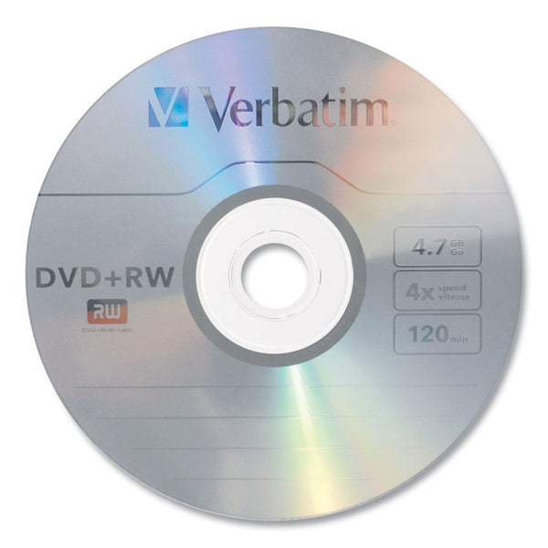 Verbatim® DVD+RW Rewritable Disc, 4.7 GB, 4x, Slim Jewel Case, Silver, 10/Pack (VER94839)