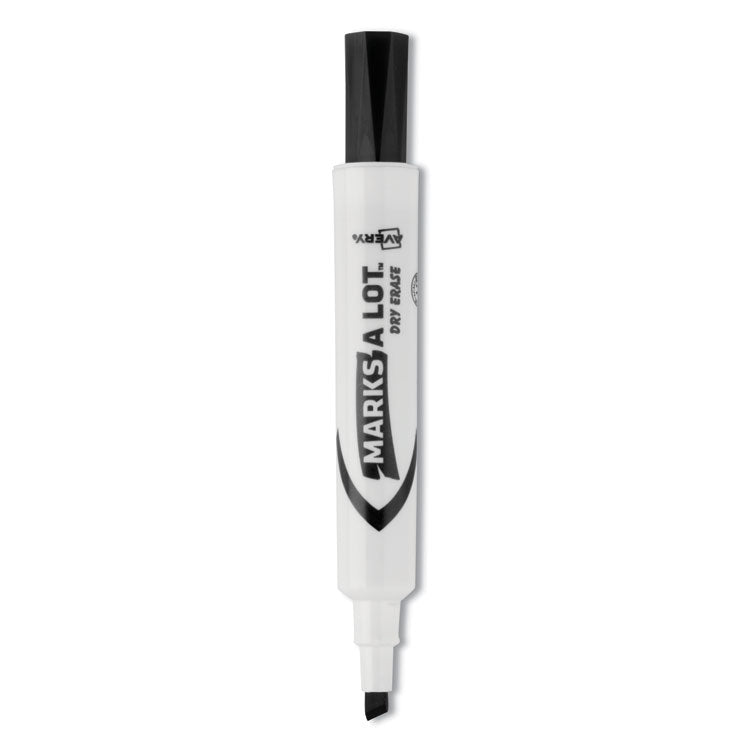 Avery® MARKS A LOT Desk-Style Dry Erase Marker, Broad Chisel Tip, Black, Dozen (24408) (AVE24408) Case of 12