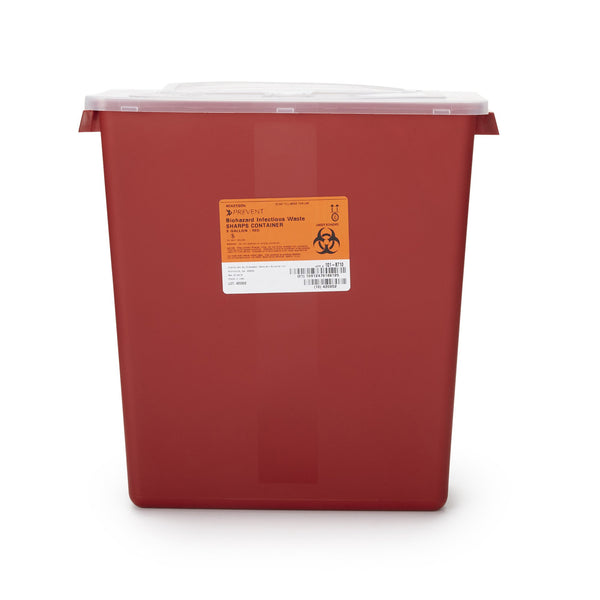 McKesson Sharps Container Red Base 13-1/2 H X 12-1/2 W X 6 D Inch Horizontal Entry 3 Gallon (586908_EA) 1/EA