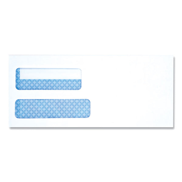 Universal® Double Window Business Envelope, #10, Square Flap, Self-Adhesive Closure, 4.13 x 9.5, White, 500/Box (UNV36104)