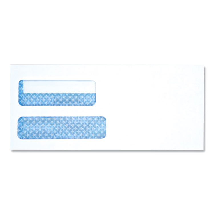 Universal® Double Window Business Envelope, #10, Square Flap, Self-Adhesive Closure, 4.13 x 9.5, White, 500/Box (UNV36104) Box of 500
