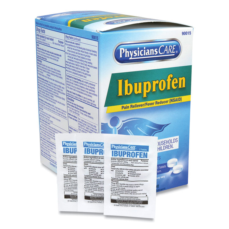 PhysiciansCare® Ibuprofen Medication, Two-Pack, 50 Packs/Box (ACM90015) 50 Packs of 2