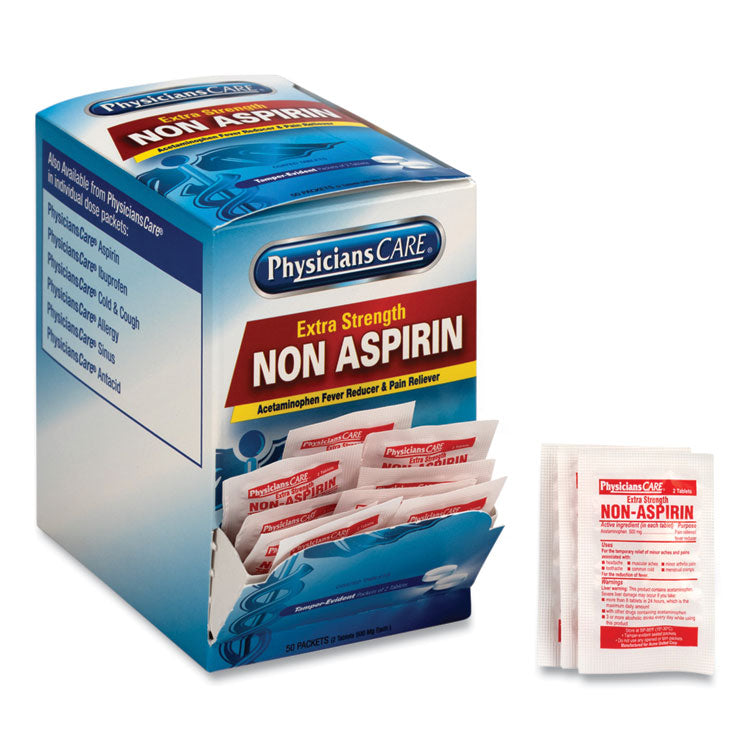 PhysiciansCare® Non Aspirin Acetaminophen Medication, Two-Pack, 50 Packs/Box (ACM90016) 50 Packs of 2