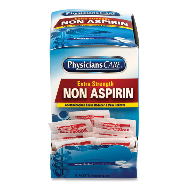 PhysiciansCare® Non Aspirin Acetaminophen Medication, Two-Pack, 50 Packs/Box (ACM90016) 50 Packs of 2