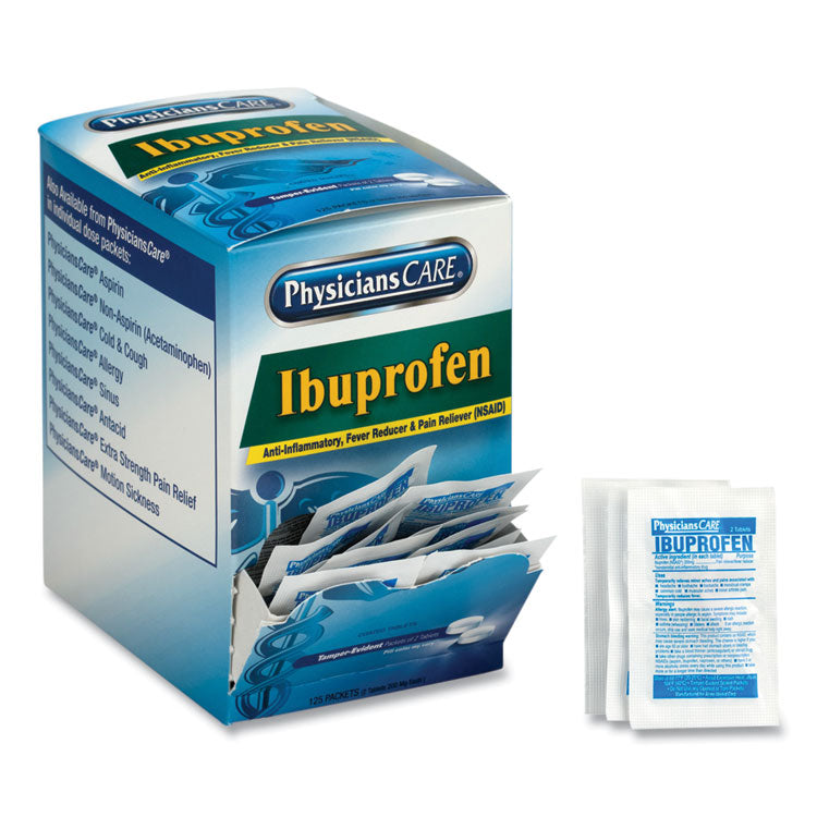 PhysiciansCare® Ibuprofen Pain Reliever, Two-Pack, 125 Packs/Box (ACM90109)