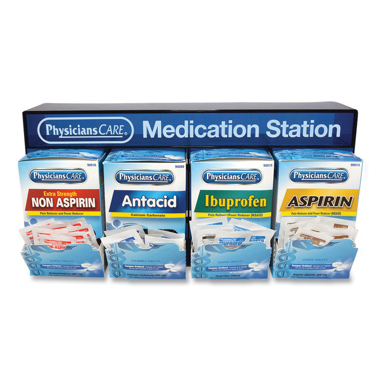 PhysiciansCare® Medication Station, Aspirin, Ibuprofen, Non Aspirin Pain Reliever, Antacid (ACM90780) Each