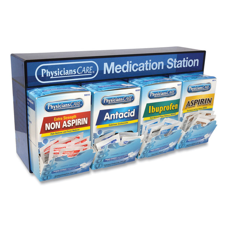 PhysiciansCare® Medication Station, Aspirin, Ibuprofen, Non Aspirin Pain Reliever, Antacid (ACM90780) Each