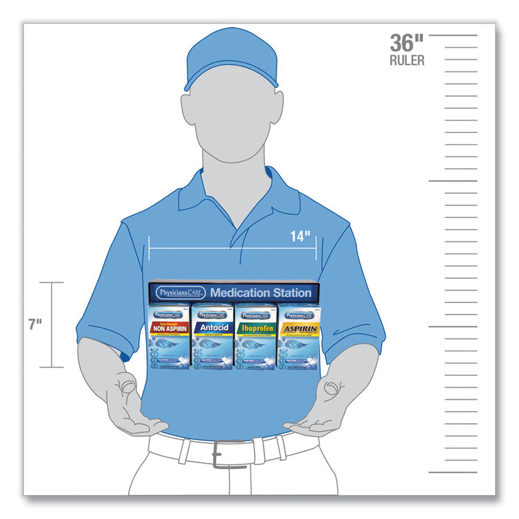 PhysiciansCare® Medication Station, Aspirin, Ibuprofen, Non Aspirin Pain Reliever, Antacid (ACM90780) Each