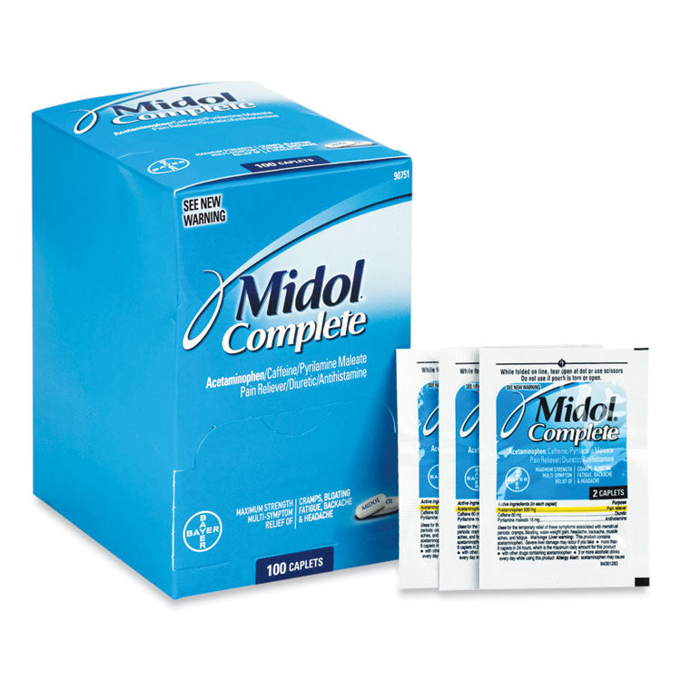 Midol® Complete Menstrual Caplets, Two-Pack, 50 Packs/Box (FAO90751) Box of 50